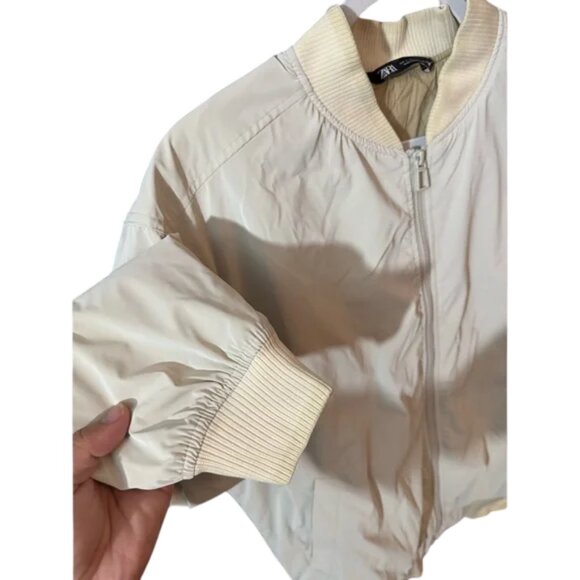 Zara cream quilted lining padded oversized bomber jacket size L - Picture 5 of 9